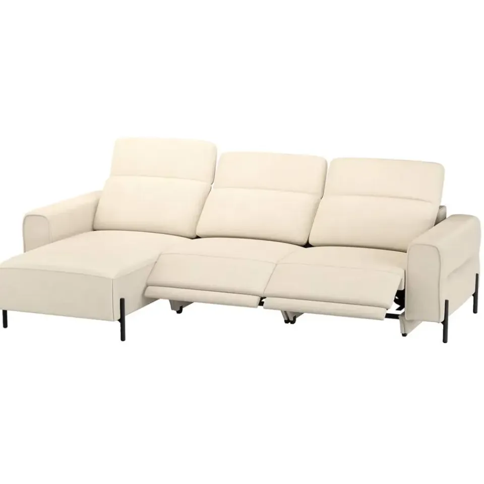 Leen Bakker Hoekbank Dave links - elektrisch verstelbaar - crème Clearance