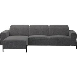 Leen Bakker Hoekbank Dave links - elektrisch verstelbaar - stof Chacha - grijs Discount