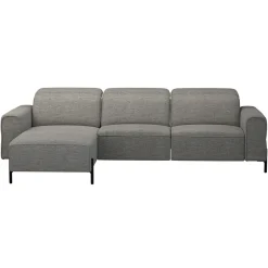 Leen Bakker Hoekbank Dave links - elektrisch verstelbaar - stof Pure - grijs Clearance