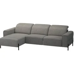 Leen Bakker Hoekbank Dave links - elektrisch verstelbaar - stof Pure - grijs Clearance