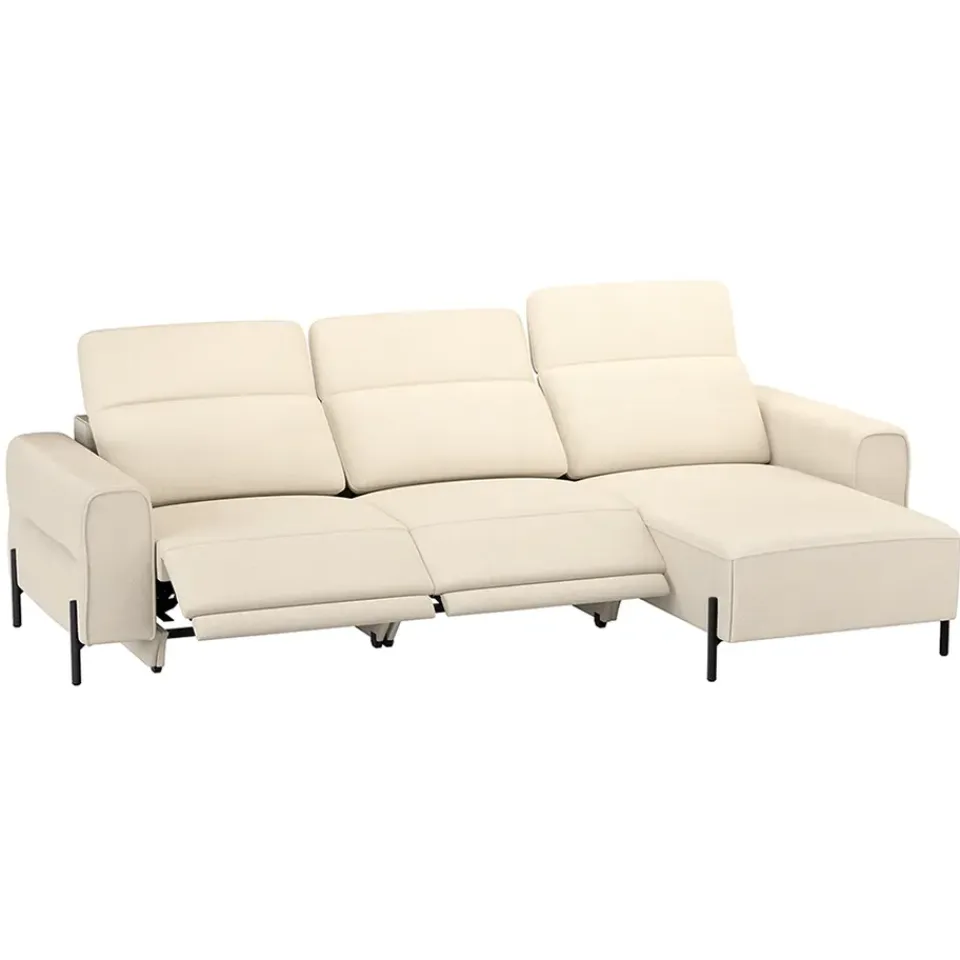 Leen Bakker Hoekbank Dave rechts - elektrisch verstelbaar - crème Discount