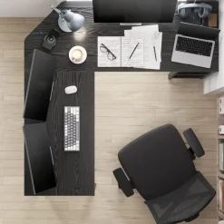 Merkloos Hoekbureau - vintage - 2 legplanken - 138x76x138 cm - zwart