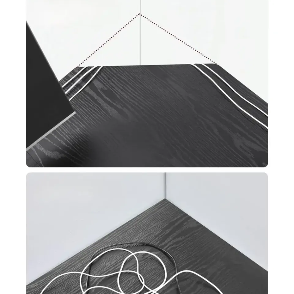 Merkloos Hoekbureau - vintage - 2 legplanken - 138x76x138 cm - zwart