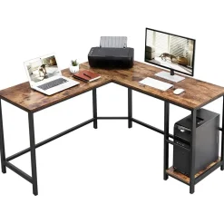 Vasagle Hoekbureau Fabrice 138cm 2 legplanken - rustiek bruin/zwart Discount