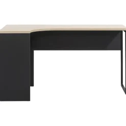 Leen Bakker Hoekbureau Hannover - zwart/eikenkleur - 76,8x145x81 cm Discount