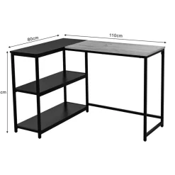 Emob Exclusive Hoekbureau Schmitt - 110x80x76cm - met opbergruimte - eikdecor/zwart Clearance