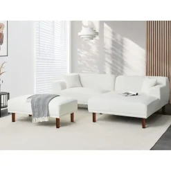 Leen Bakker HOLT - Ottomaan - Wit - Bouclé New