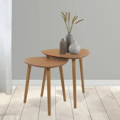 Home & Styling Bijzettafeltjes set 2x - lichtbruin - 41 en 45 cm Online