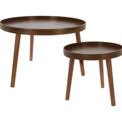 Home & Styling Bijzettafel set - 2-delig - bruin - MDF hout Discount
