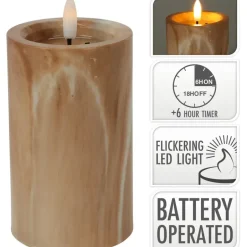 Home & Styling LED kaars - marmer bruin -D7,5 x H12,5 cm Clearance