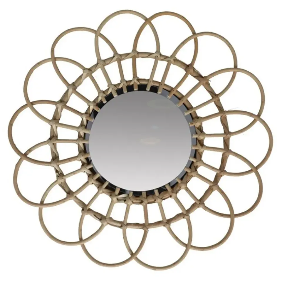 Home & Styling Ronde wandspiegel bohemian - bruin - bamboo- D45cm Online