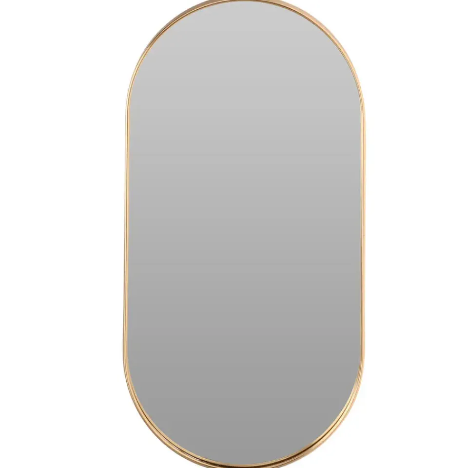 Home & Styling Wandspiegel - ovaal - metaal - goud - 72 x 32 cm Discount