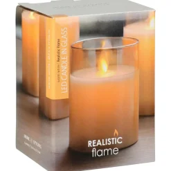 Home & Styling Home and Styling LED kaars - in glas - warm wit - D7,5 x H10 cm Sale