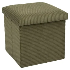 Leen Bakker Home Deco - Poefje - opbergbox - rib - groen - 38 x 38cm Online