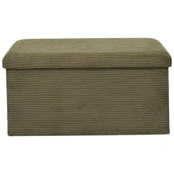 Leen Bakker Home Deco - Poefje - opbergbox - rib - groen - 38 x 38cm Best