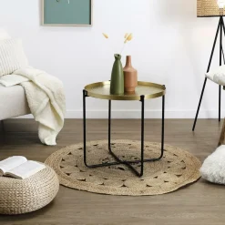 The Home Deco Factory Home Deco Factory Bijzettafel - goud met zwart - metaal - 45 cm Sale