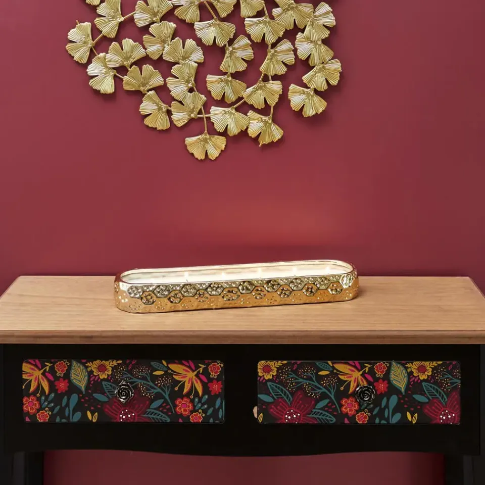 Merkloos Home Deco Factory Geurkaars - goud - L39 cm - 9 branduren Outlet