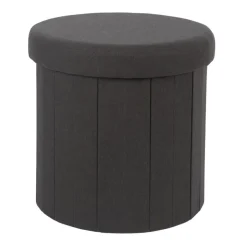 Leen Bakker Home Deco Factory Poefje - opbergbox - zwart - 38 x 38cm Best