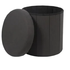 Leen Bakker Home Deco Factory Poefje - opbergbox - zwart - 38 x 38cm Best