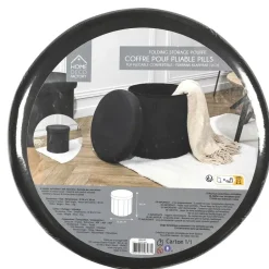 Leen Bakker Home Deco Factory Poefje - opbergbox - zwart - 38 x 38cm Best