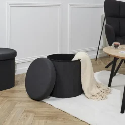 Leen Bakker Home Deco Factory Poefje - opbergbox - zwart - 38 x 38cm Best