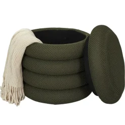 The Home Deco Factory Home Deco Factory Poef/krukje - boucle - groen - D37 x H44 cm Outlet