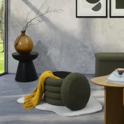 The Home Deco Factory Home Deco Factory Poef/krukje - boucle - groen - D37 x H44 cm Outlet