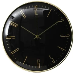 The Home Deco Factory Home deco factory stille wandklok - goud/zwart - D30 cm -kunststof Outlet