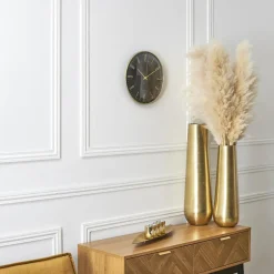 The Home Deco Factory Home deco factory stille wandklok - goud/zwart - D30 cm -kunststof Outlet