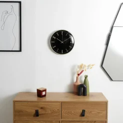 The Home Deco Factory Home deco factory stille wandklok - goud/zwart - D30 cm -kunststof Outlet