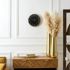 The Home Deco Factory Home deco factory stille wandklok - goud/zwart - D30 cm -kunststof Outlet
