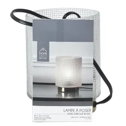 The Home Deco Factory Home deco factory tafellamp - glas - wit - 15 cm - met schakelaar Clearance