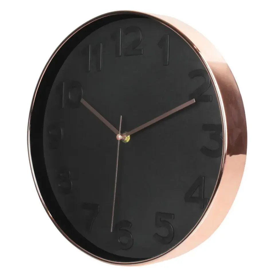 Merkloos Home Deco Factory Wandklok - D30 cm - koper/zwart - kunststof
