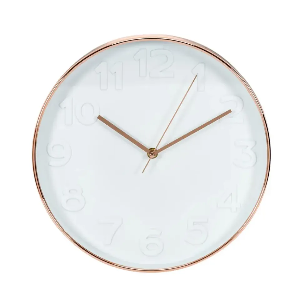 Merkloos Home Deco Factory Wandklok - D30 cm - koper/wit - kunststof Discount