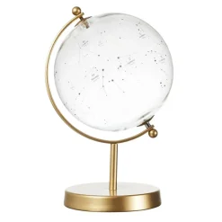 Merkloos Home Deco Factory wereldbol - transparant - glas - gouden voet Online