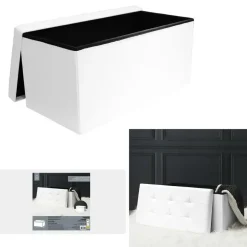 The Home Deco Factory Home Deco Poef - Essence - MDF/polyester - wit - 76 x 38 cm Hot