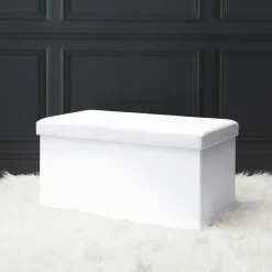 The Home Deco Factory Home Deco Poef - Essence - MDF/polyester - wit - 76 x 38 cm Hot