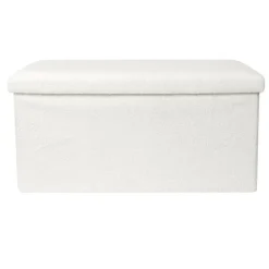 The Home Deco Factory Home Deco Poef - MDF/polyester - Natuurlijk - wit - 76 x 38 cm New