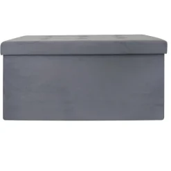 The Home Deco Factory Home Deco Poef Chique - opbergbox - grijs - 76 x 38 cm Discount