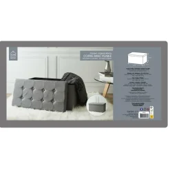 The Home Deco Factory Home Deco Poef Chique - opbergbox - donkergrijs - 76 x 38 cm Outlet