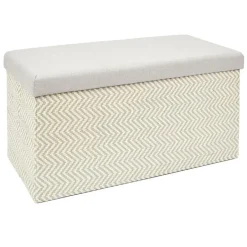 The Home Deco Factory Home Deco Poef Fishbone - opbergbox - beige/grijs - 76 x 38 cm Sale