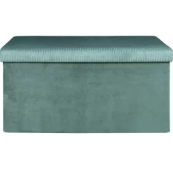 The Home Deco Factory Home Deco Poef Velvet - opbergbox - blauw - 76 x 38 cm Discount