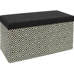 The Home Deco Factory Home Deco Poefje - opbergbox - donkerbruin/zwart - 76 x 38 cm Discount