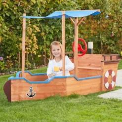 Merkloos HOME DELUXE - Scheepszandbak met bankje MATSCHEKISTE - 160 x 78 cm Clearance