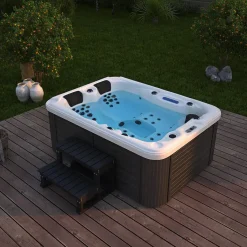 Merkloos HOME DELUXE Buiten whirlpool BEACH Met treden en thermische afdekking