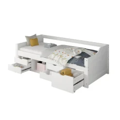Merkloos HOME DELUXE COSMOS kinderbed met lades en matras - 90 x 200 cm wit Outlet