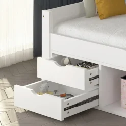 Merkloos HOME DELUXE COSMOS kinderbed met lades en matras - 90 x 200 cm wit Outlet