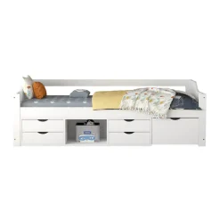 Merkloos HOME DELUXE COSMOS kinderbed met lades en matras - 90 x 200 cm wit Outlet