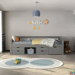 Merkloos HOME DELUXE COSMOS kinderbed met lades en matras - 90 x 200 cm grijs Best