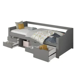 Merkloos HOME DELUXE COSMOS kinderbed met lades - 90 x 200 cm grijs Outlet